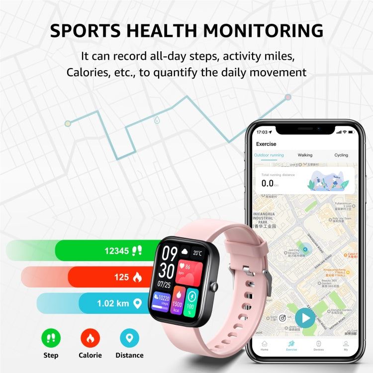 GS5 2.0 inch Fitness Health Smart Watch, BT Call / Heart Rate / Blood Pressure / MET / Blood Glucose