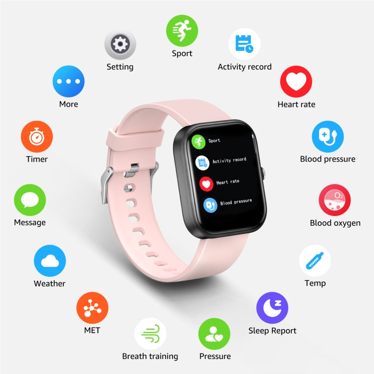GS5 2.0 inch Fitness Health Smart Watch, BT Call / Heart Rate / Blood Pressure / MET / Blood Glucose