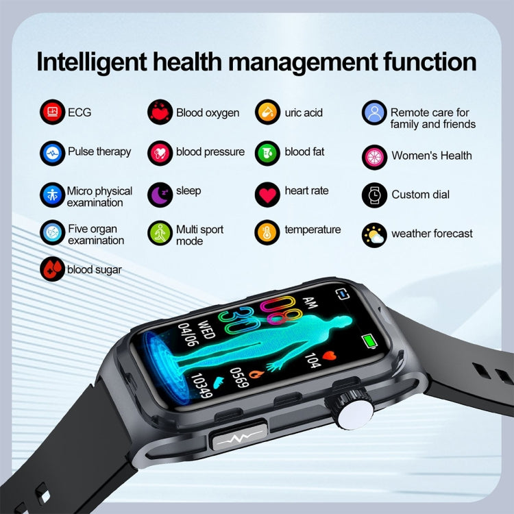 TK79 1.47 inch IP68 Waterproof Smart Watch, Support ECG / Blood Glucose / Blood Oxygen Monitoring / Uric Acid