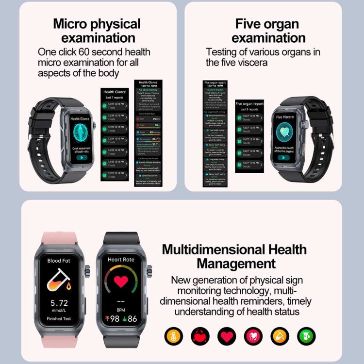 TK79 1.47 inch IP68 Waterproof Smart Watch, Support ECG / Blood Glucose / Blood Oxygen Monitoring / Uric Acid