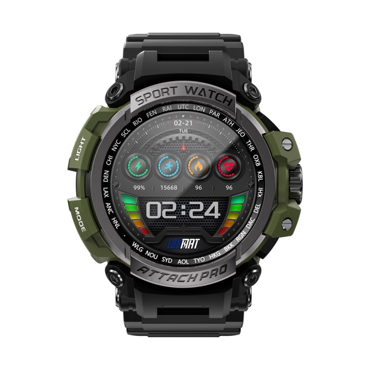 LOKMAT ATTACK Pro 1.39 inch BT5.1 Smart Sport Watch, Support Bluetooth Call / Sleep / Heart Rate / Blood Pressure Health Monitor — Black Green