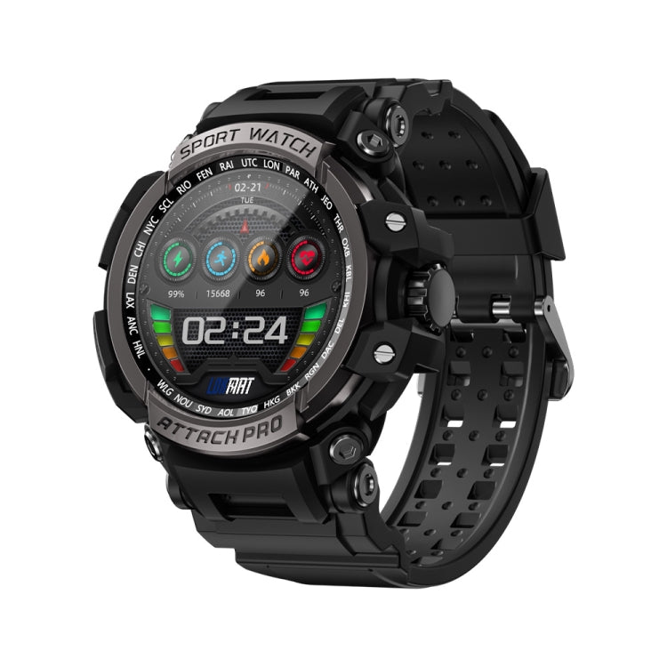 LOKMAT ATTACK Pro 1.39 inch BT5.1 Smart Sport Watch, Support Bluetooth Call / Sleep / Heart Rate / Blood Pressure Health Monitor — Silver Black