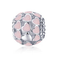 S925 Pure Silver Pink Heart-shaped Diamond Beads
