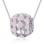S925 Pure Silver Pink Heart-shaped Diamond Beads