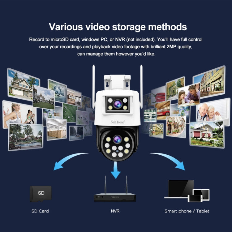 SriHome SH048 2MP + 2MP Humanoid Tracking Smart Night Vision Dual Lens IP Camera