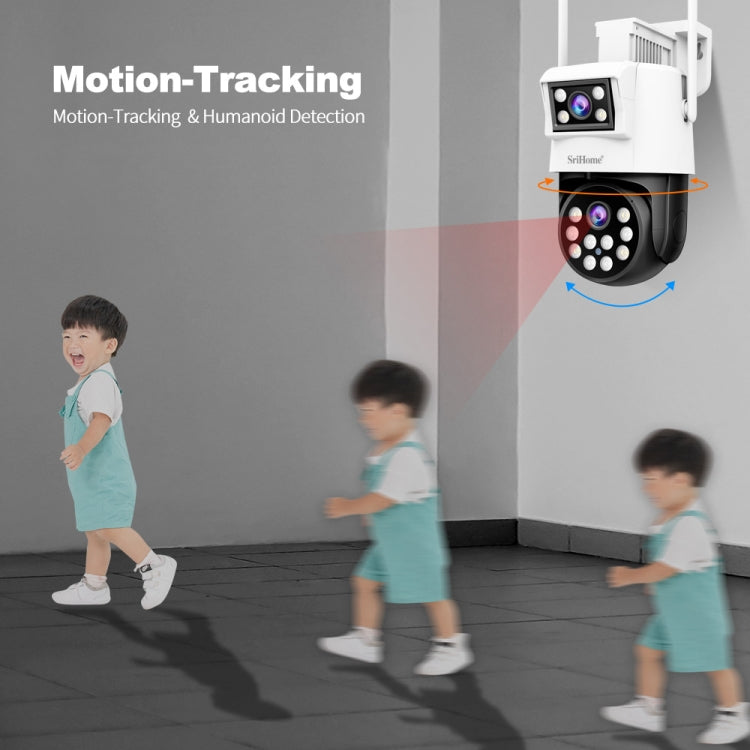 SriHome SH048 2MP + 2MP Humanoid Tracking Smart Night Vision Dual Lens IP Camera