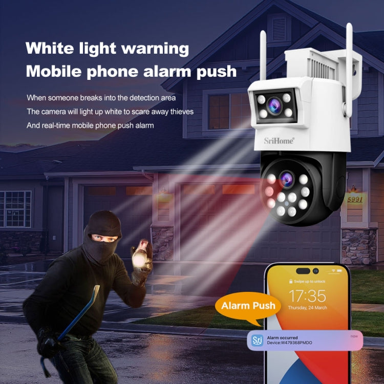 SriHome SH048 2MP + 2MP Humanoid Tracking Smart Night Vision Dual Lens IP Camera