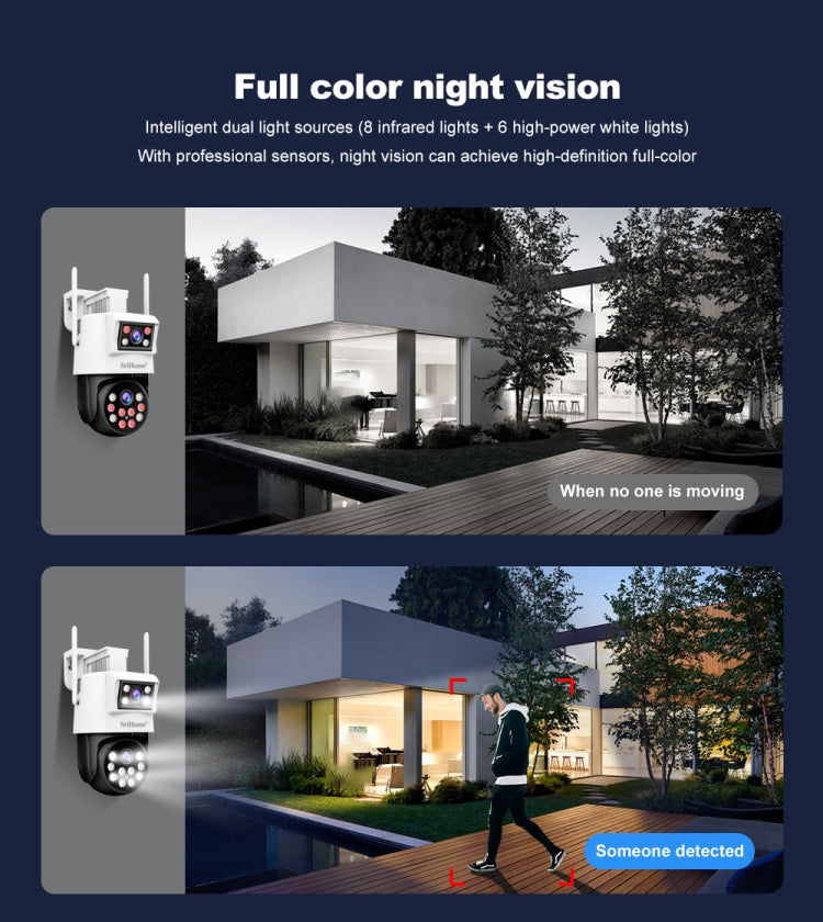 SriHome SH048 2MP + 2MP Humanoid Tracking Smart Night Vision Dual Lens IP Camera