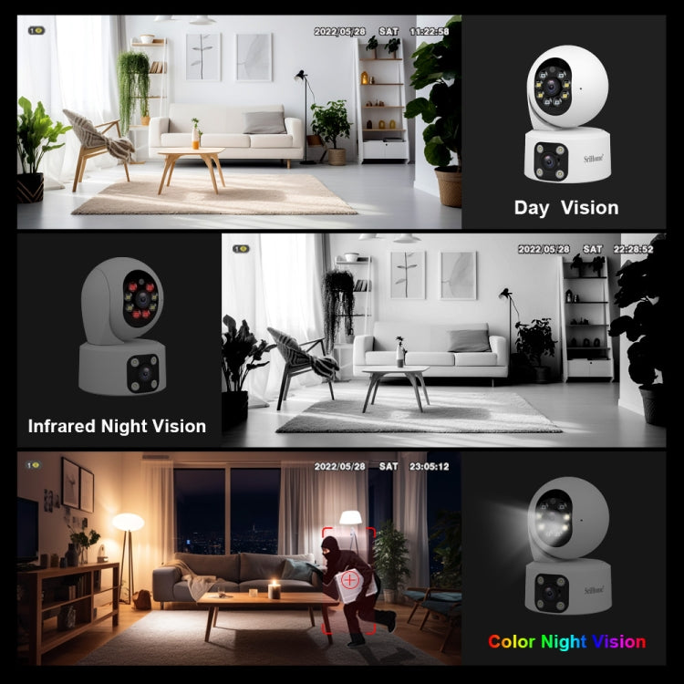 SriHome SH049 2MP + 2MP Humanoid Tracking Smart Night Vision Dual Lens HD IP Camera