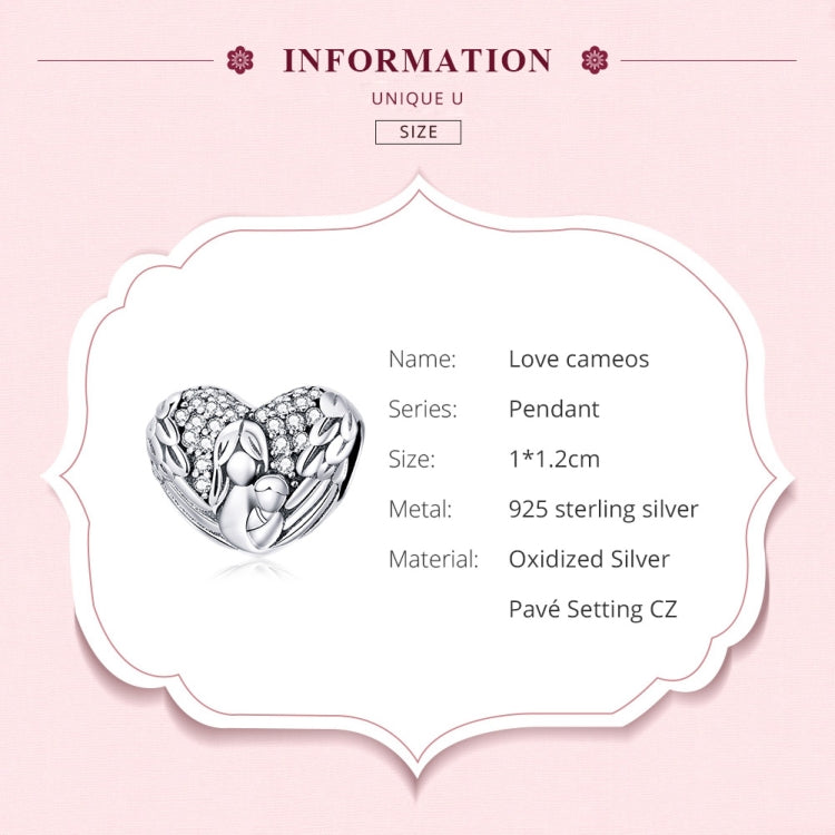 S925 Sterling Silver Pendant Motherly Love Relief Beads DIY Bracelet Necklace Accessories