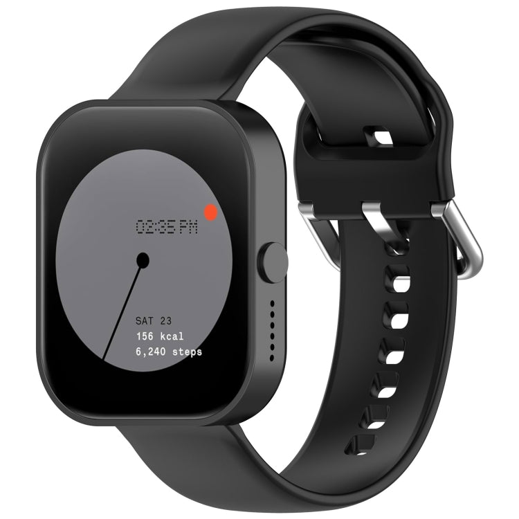 For Nothing CMF Watch Pro D395 / Watch Pro 2 22mm Solid Color Silver Buckle Silicone Watch Band — Black