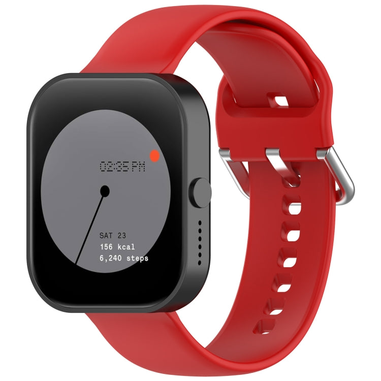 For Nothing CMF Watch Pro D395 / Watch Pro 2 22mm Solid Color Silver Buckle Silicone Watch Band — Red