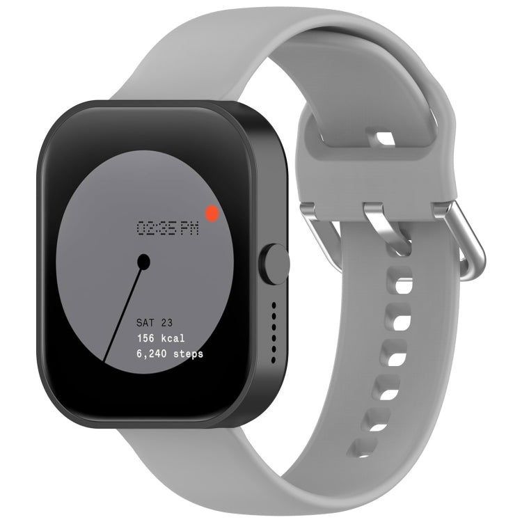 For Nothing CMF Watch Pro D395 / Watch Pro 2 22mm Solid Color Silver Buckle Silicone Watch Band — Grey