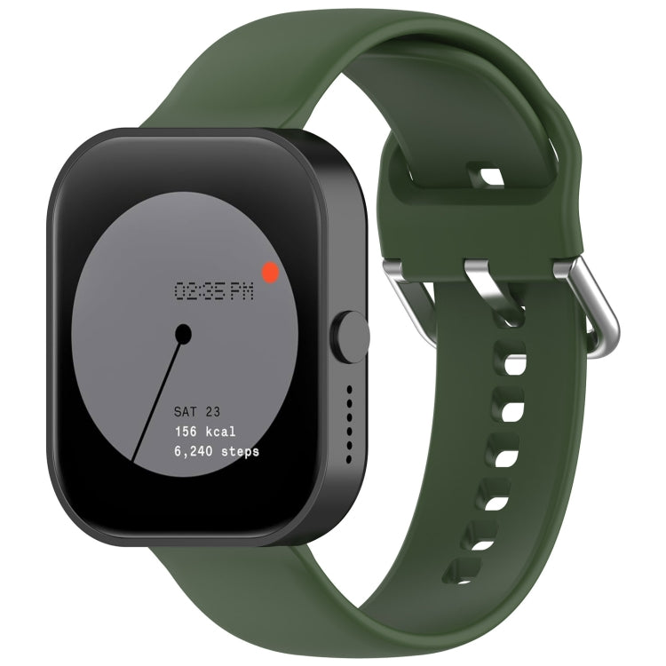 For Nothing CMF Watch Pro D395 / Watch Pro 2 22mm Solid Color Silver Buckle Silicone Watch Band — Army Green
