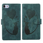 Pen Heart Cat Embossed Leather Phone Case