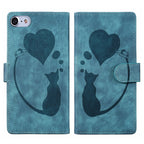 Pen Heart Cat Embossed Leather Phone Case