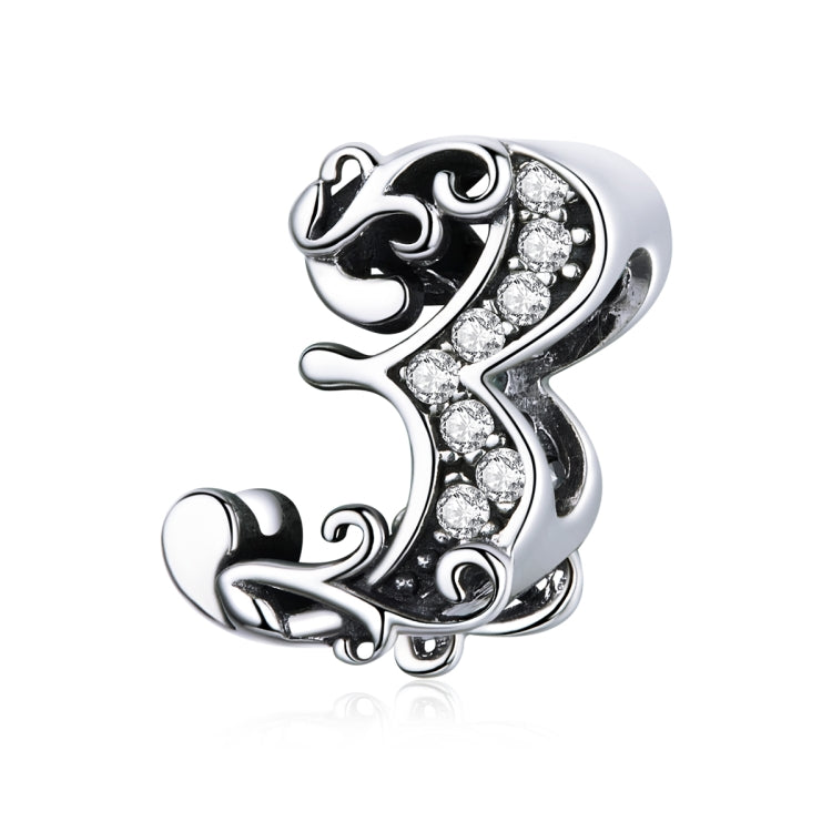 S925 Sterling Silver Relief Number Series 0-9 Beads DIY Bracelet Necklace Accessories — 6