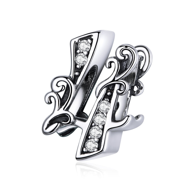 S925 Sterling Silver Relief Number Series 0-9 Beads DIY Bracelet Necklace Accessories — 7