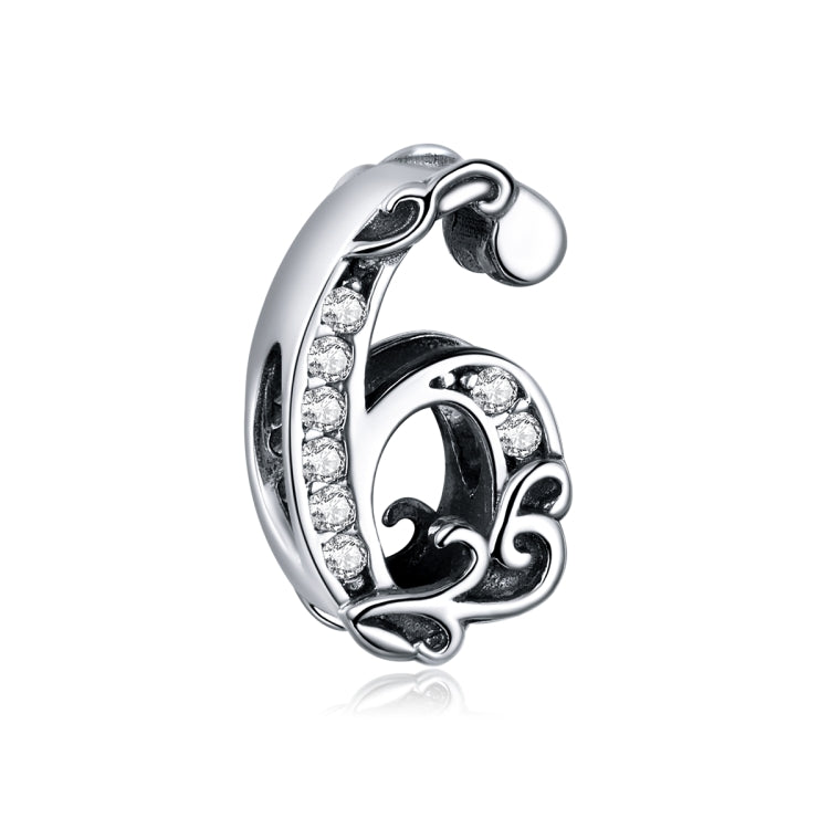 S925 Sterling Silver Relief Number Series 0-9 Beads DIY Bracelet Necklace Accessories — 9