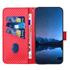 YX0070 Carbon Fiber Buckle Leather Phone Case with Lanyard — For iPhone 13 Pro Max