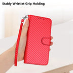 YX0070 Carbon Fiber Buckle Leather Phone Case with Lanyard — For iPhone 13