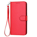 YX0070 Carbon Fiber Buckle Leather Phone Case with Lanyard — For iPhone 12 mini