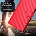 YX0070 Carbon Fiber Buckle Leather Phone Case with Lanyard — Light Purple