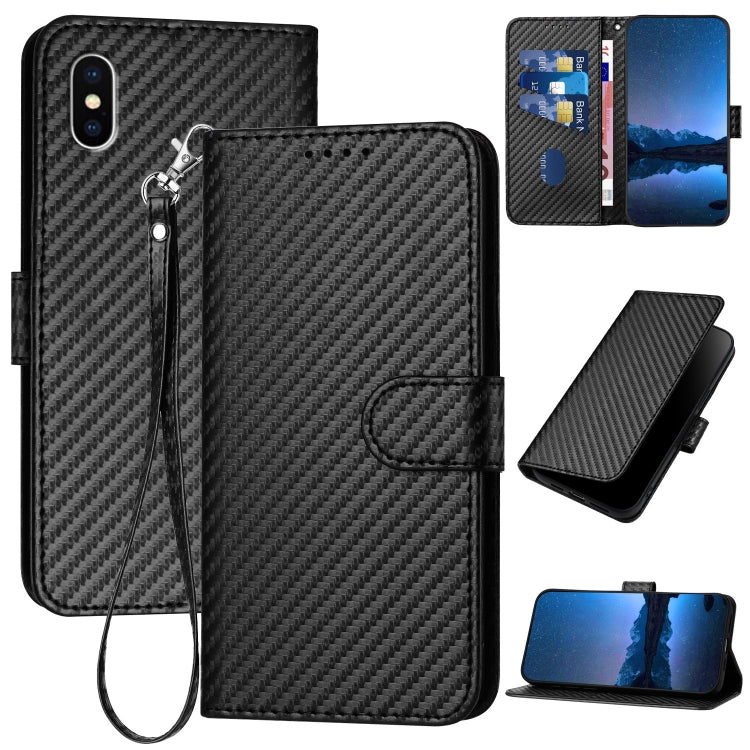 YX0070 Carbon Fiber Buckle Leather Phone Case with Lanyard — view 60