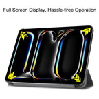 Custer Pure Color 3-Fold Holder Smart Leather Tablet Case