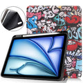 Custer Painted 3-Fold Holder Smart Leather Tablet Case