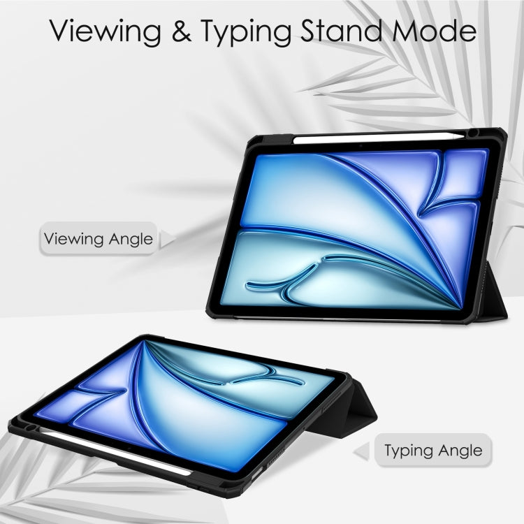 Pure Color 3-fold Clear TPU Smart Leather Tablet Case