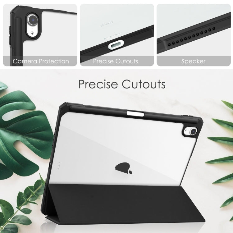 Pure Color 3-fold Clear TPU Smart Leather Tablet Case