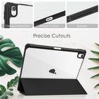 Pure Color 3-fold Clear TPU Smart Leather Tablet Case