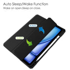 Pure Color 3-fold Clear TPU Smart Leather Tablet Case