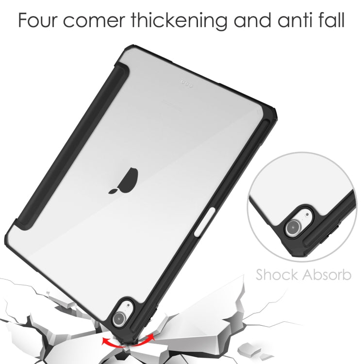 Pure Color 3-fold Clear TPU Smart Leather Tablet Case