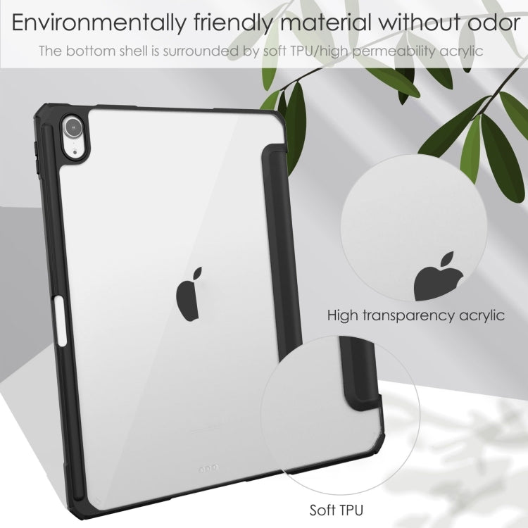 Pure Color 3-fold Clear TPU Smart Leather Tablet Case