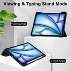 Pure Color 3-fold Clear TPU Smart Leather Tablet Case