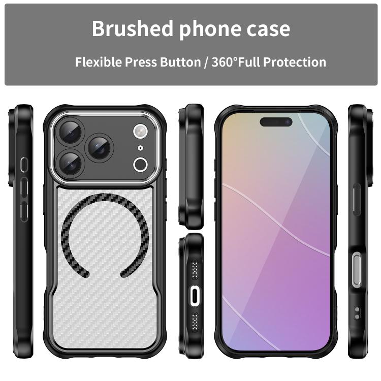 Carbon Fiber Texture MagSafe Translucent Phone Case