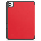 Custer TPU Pure Color 3-Fold Holder Smart Leather Tablet Case with Pen Tray
