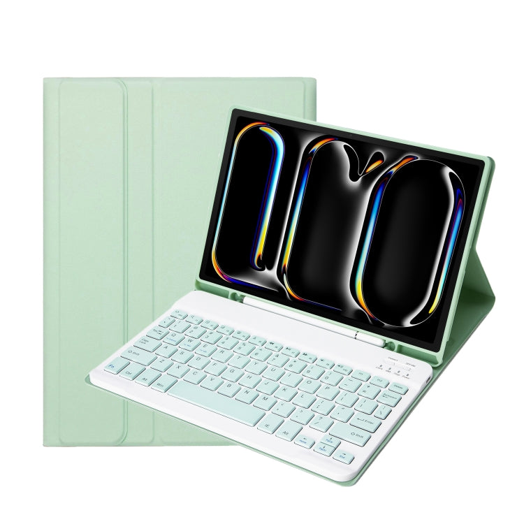 A13B Lambskin Texture Bluetooth Touch Keyboard Leather Tablet Case with Pen Slot