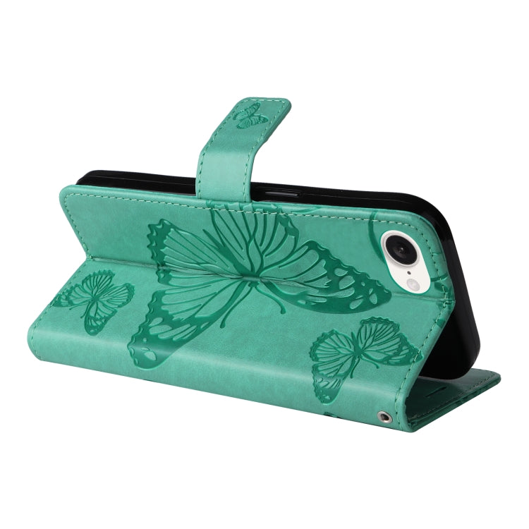 3D Butterfly Embossed Pattern Flip Leather Phone Case — For iPhone 16 Plus