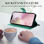 3D Butterfly Embossed Pattern Flip Leather Phone Case — For iPhone 16