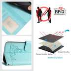 Cat Rat Embossed Pattern RFID Leather Phone Case with Lanyard