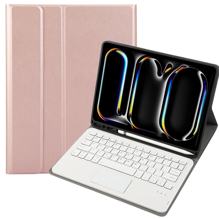 A13B-A Lambskin Texture Bluetooth Touch Square Keyboard Leather Tablet Case with Pen Slot
