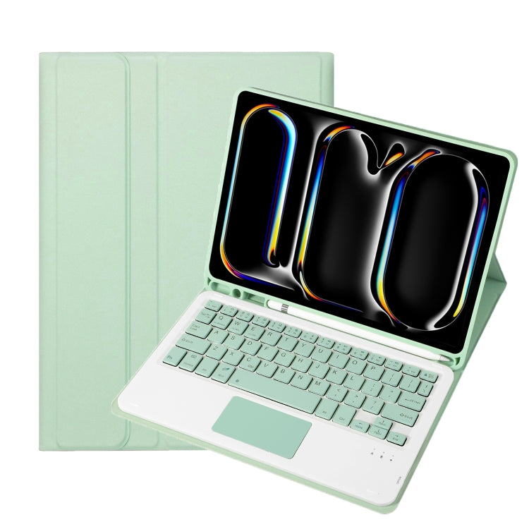 A13B-A Lambskin Texture Bluetooth Touch Square Keyboard Leather Tablet Case with Pen Slot
