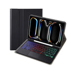 A13B-AS Lambskin Texture Backlight Bluetooth Touch Keyboard Leather Tablet Case with Pen Slot
