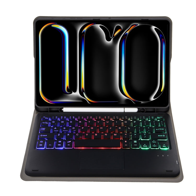 A13B-AS Lambskin Texture Backlight Bluetooth Touch Keyboard Leather Tablet Case with Pen Slot