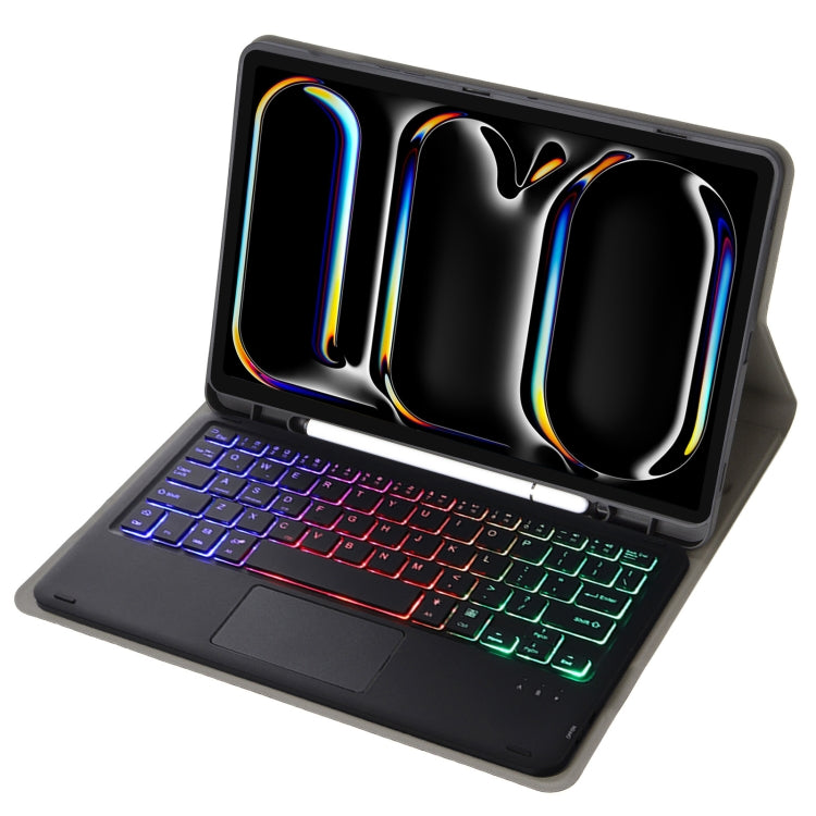 A13B-AS Lambskin Texture Backlight Bluetooth Touch Keyboard Leather Tablet Case with Pen Slot