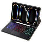 A13B-AS Lambskin Texture Backlight Bluetooth Touch Keyboard Leather Tablet Case with Pen Slot
