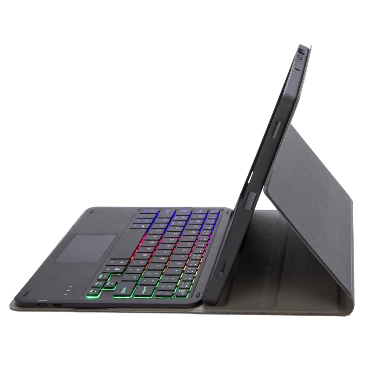 A13B-AS Lambskin Texture Backlight Bluetooth Touch Keyboard Leather Tablet Case with Pen Slot